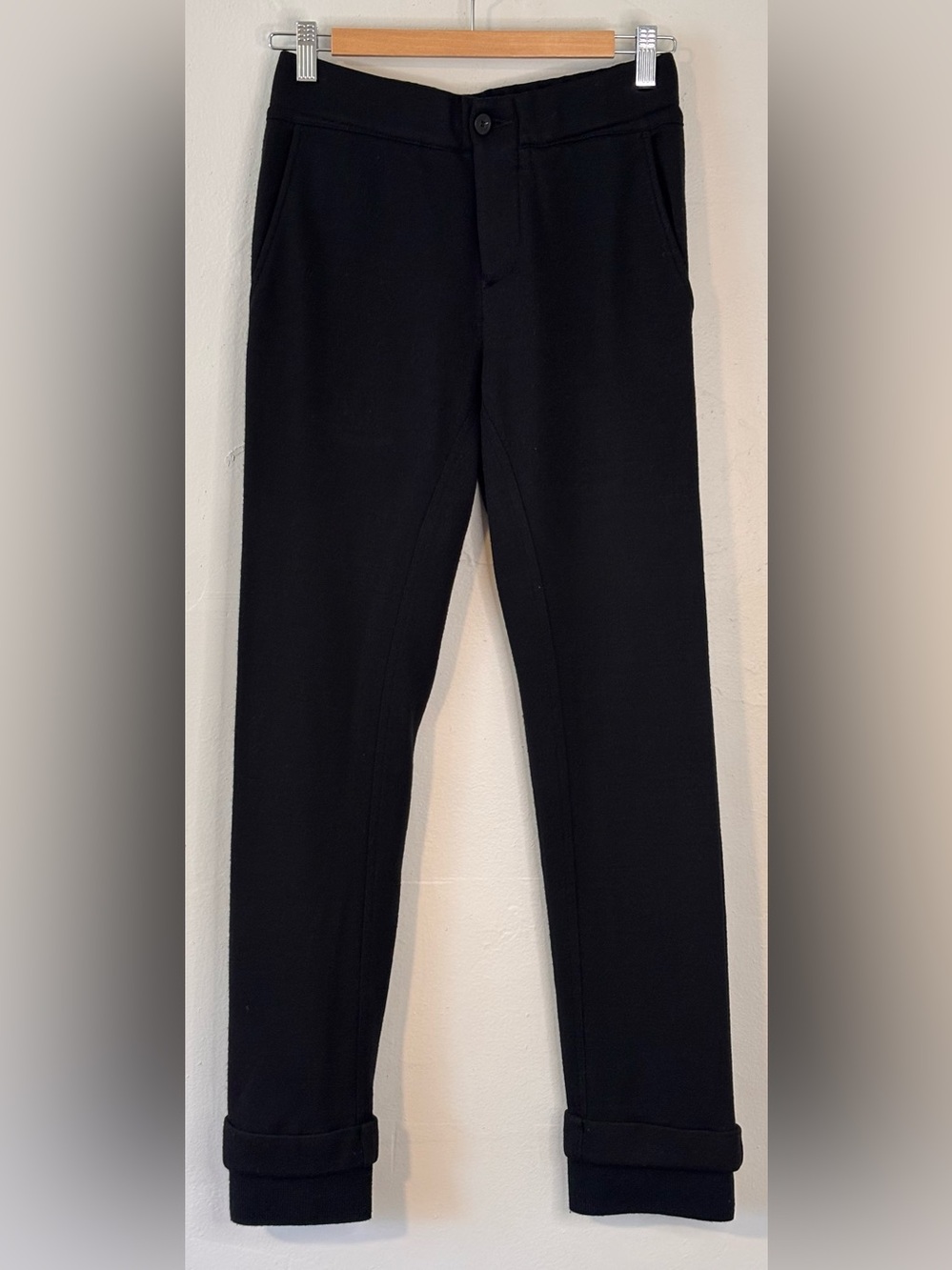 Emporio Armani Black Slim Straight Stretch Wool Blend Trousers Men’s Small